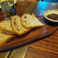 Starter on the house / Black olives spread at Lamucca de Pez in Madrid