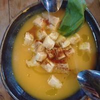 Pumpkin and coconut soup of the day at Refresh Vegan Kitchen in Kas