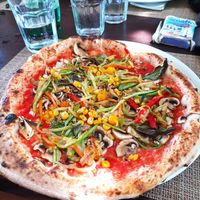 Vegetarian pizza without cheese at La Kužina in Trogir