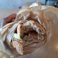 Green bean and red berries sandwich at Crush in Krakow