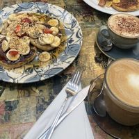 vegan pancakes, non-dairy coffee drinks!   at Oliver's Village Cafe  in North West London