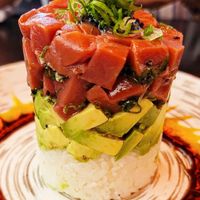 Vegan tuna tower at Blue Sushi Sake Grill in Houston