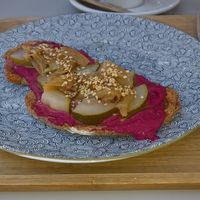 Sour dough, beetroot mix topping at The Krass Corner in Tenerife