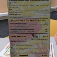 Menu at The Krass Corner in Tenerife