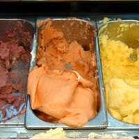Strawberry, melon, mango at Kayak Gelato & Frozen Yogurt in Sarande