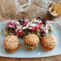 Mini Burgers with salad at Velada in Barcelona