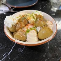 Potatos with vegan cheese and creme just nice!  at Velada in Barcelona