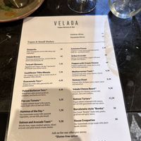 Tapas menu   at Velada in Barcelona