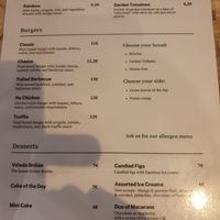 Menu at Velada in Barcelona
