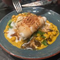 Samosa Chaat my daughter had this and loved it.  at Velada in Barcelona