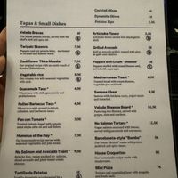 Menu at Velada in Barcelona