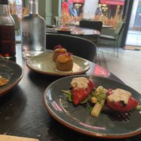 Bombas and filled peppers - extremely tasty 😍  at Velada in Barcelona