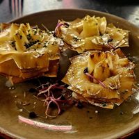 Fried artichoke flowers at Velada in Barcelona