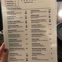 Menu at Velada in Barcelona