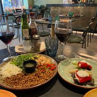 Mediterranean Bowl and Peppers with Cream “Sheesse” at Velada in Barcelona