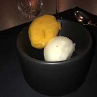 Passion fruit and lemon sorbet  at Five Senses in Santorini
