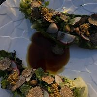 Entree with grilled salad   at Five Senses in Santorini