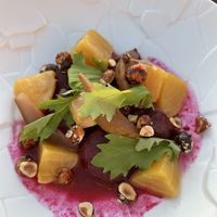 Beet and pickled pear salad  at Five Senses in Santorini