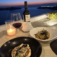Cauliflower with almond hummus and truffle pasta   at Five Senses in Santorini