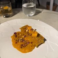 Amazing mango dessert.  at Five Senses in Santorini