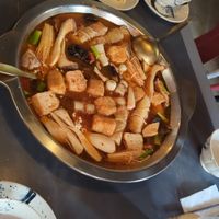 Variety of tofu and vegan shrimp/squid at Its Not Hot Pot in Bristol
