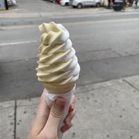 soft serve with both flavours   at Soy Boys in Toronto