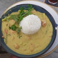 Curry with sweet potato, vegetables, coriander, kaffir lime and basmati rice.  at 't Veerhuis Lands End in Den Helder