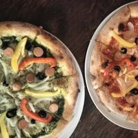 Two vegan pizzas at Pizza Cucinova in Tokyo