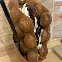 Soft serve with wafflees  at Soy Stories in Fukuoka