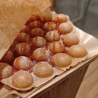 Waffle with strawberry topping at Soy Stories in Fukuoka