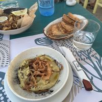fava with pita suuuuper delicious . i really enjoyed it 🖤  at Aeoli Restaurant in Paros