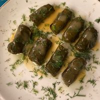Dolmades (grape leaves stuffed with rice)  at Aeoli Restaurant in Paros