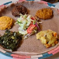 Tasty vegan platter for one at Mosob in Glasgow