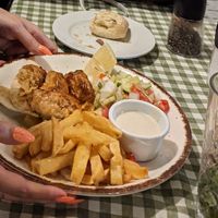 Vegan sausages in filo pastry (steflaki) at Raphael's Restaurant in Ayia Napa