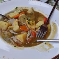 Aginara stew (artichoke stew) at Raphael's Restaurant in Ayia Napa