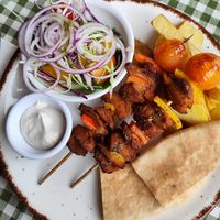 Vegan souvlaki at Raphael's Restaurant in Ayia Napa