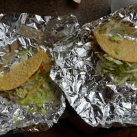 Two hard shell Tempeh Tacos at El Indio in Gainesville