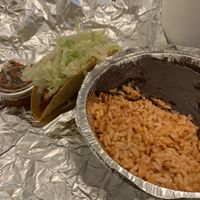 Tempeh taco combo (no dairy). Pro tip ask for the salsa on the side so the shell stays crunchy in transport.  at El Indio in Gainesville