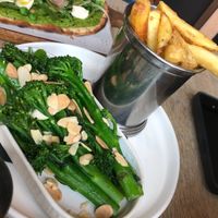 Broccoli and fries at The Lighterman in North London