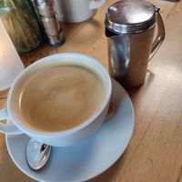kaffee mit hafermilch at Restaurant Miramar in Chemnitz