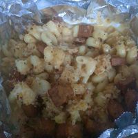 vegan Mac n cheese with fried seitan at PLAY Arcade in New Bedford