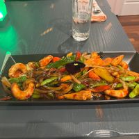 Shrimp Kung Pao. I am giving my main entre a solid A grade. Same for the service.  at V-Spot in New Hope