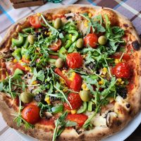 Vegan pizza with extra truffles at Papillon Restaurant & Pizzeria in Pula