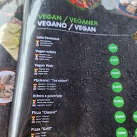 Vegan menu at Papillon Restaurant & Pizzeria in Pula