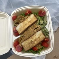 Rast better than it looks, delicious tofu  at Papillon Restaurant & Pizzeria in Pula