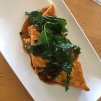 Sweet & spicy tofu (topped with crispy like leaves) at Opal Thai in Honolulu