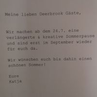 Closed til september!! 😪 at Deerbrook Kitchen in Koenigstein