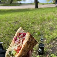 Saitandöner with vegan bright and spicy sauces  at Anton Grill in Berlin