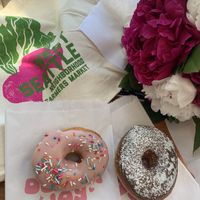 Strawberry Milkshake and French Toast donuts  at Dough Joy - SW Oregon in Seattle