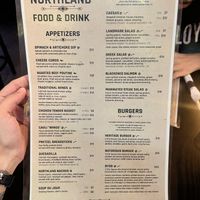Front side of menu  at Northland Gastropub at Landmark Inn in Marquette